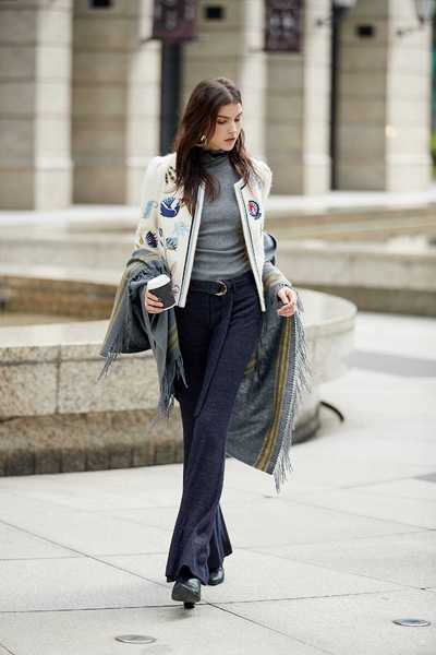 Forest embroidered classic knit coat