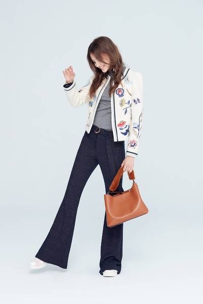 Forest embroidered classic knit coat