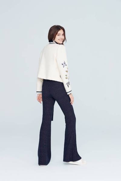 Forest embroidered classic knit coat