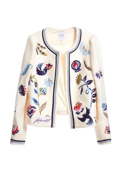 Forest embroidered classic knit coat