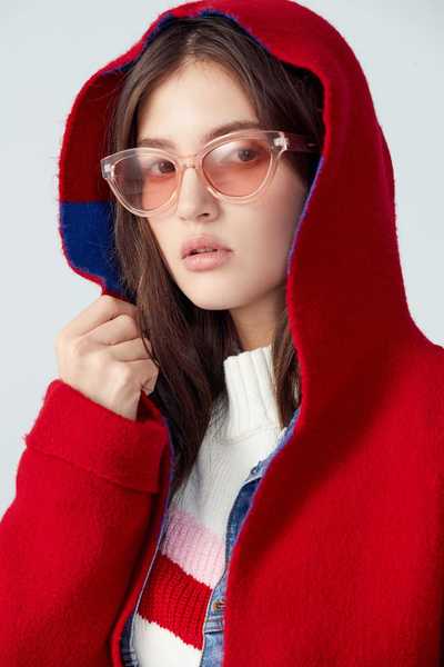 Hooded knit coat