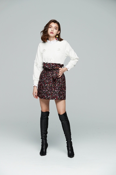 Retro floral totem mini skirt