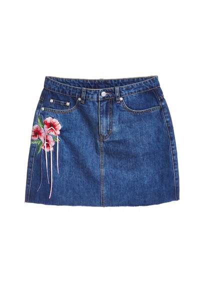 Embroidered class denim skirt