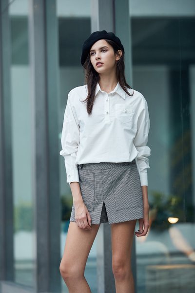 A Line Basic Slit Mini Skort
