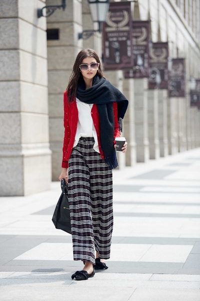 Vintage plaid classic design culottes