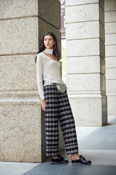Vintage plaid classic design culottes