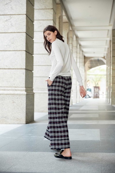 Vintage plaid classic design culottes