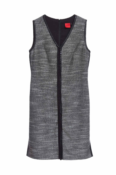 dress with faux leather trim