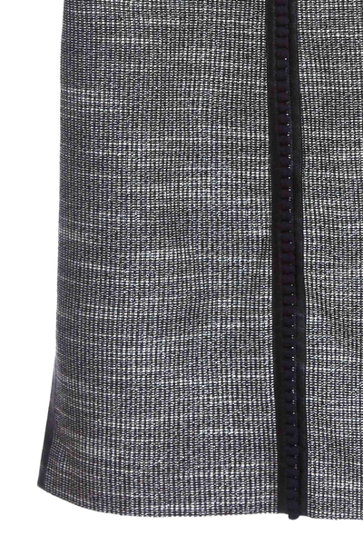 dress with faux leather trim