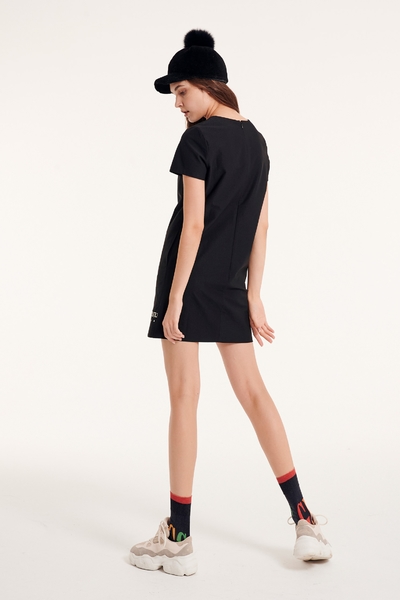 One-piece slogan printing dress