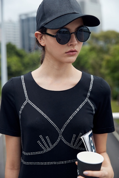 One-piece dress in bra printing