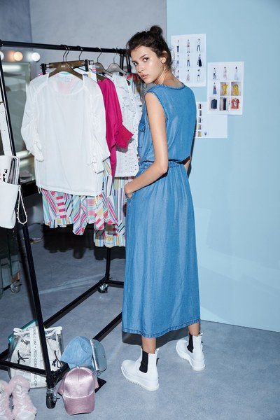 Botton denim maxi dress