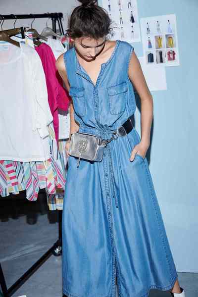 Botton denim maxi dress