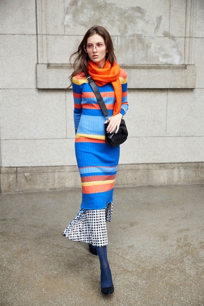Ribbed Stripe Knit Dress