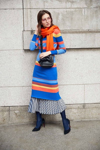Ribbed Stripe Knit Dress