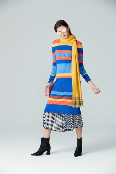 Ribbed Stripe Knit Dress