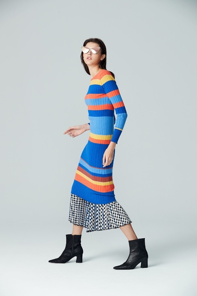 Ribbed Stripe Knit Dress