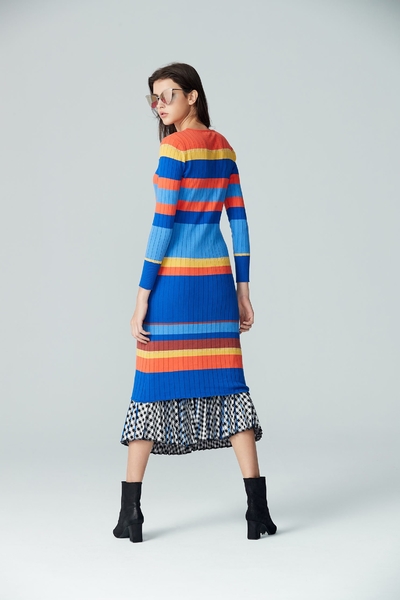 Ribbed Stripe Knit Dress