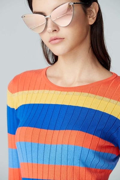 Ribbed Stripe Knit Dress