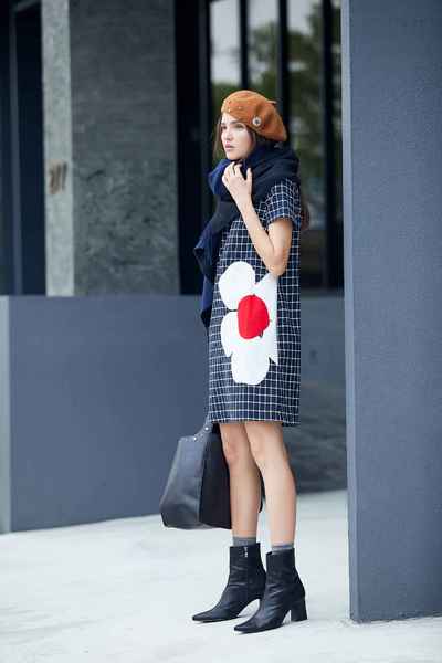 Navy blue england checkered dress