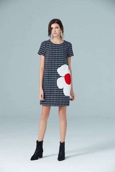 Navy blue england checkered dress