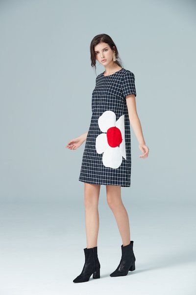 Navy blue england checkered dress