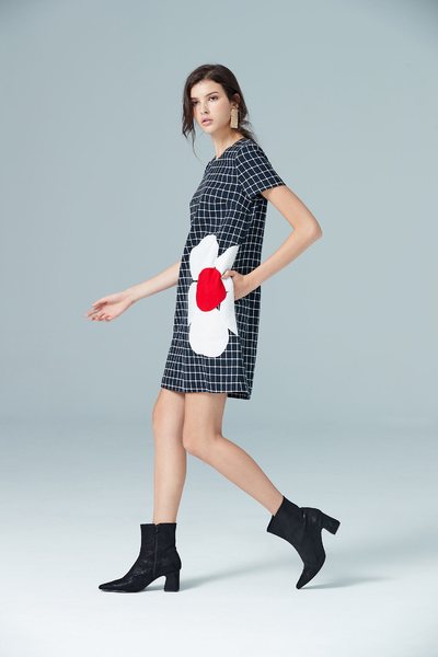 Navy blue england checkered dress
