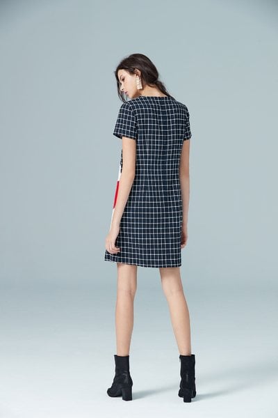 Navy blue england checkered dress
