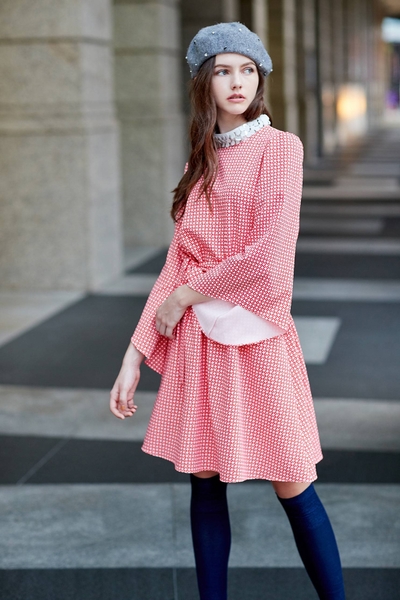 Elegant dress with lace collar