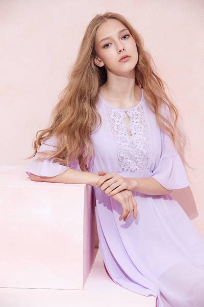 Romantic embroidered chiffon dress