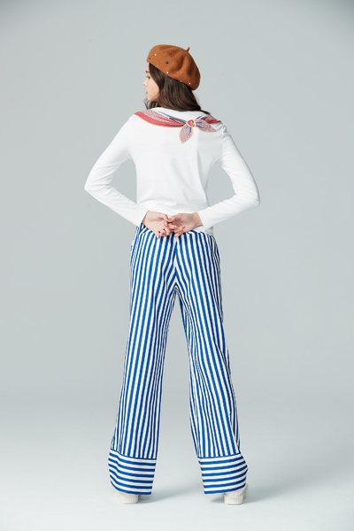 Floral Embroidered Cotton Collared top