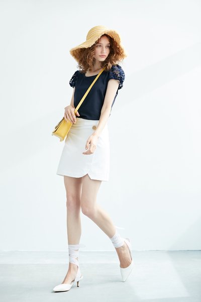Lace sleeve fashion short-sleeved top