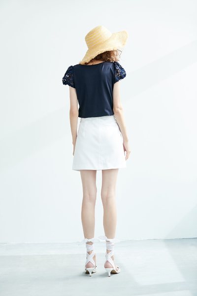 Lace sleeve fashion short-sleeved top