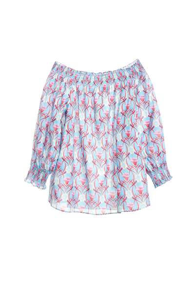 Elegant floral fashion three-quarter sleeve top