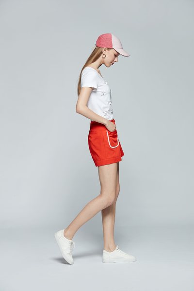 Sequined cotton short-sleeved T-shirt