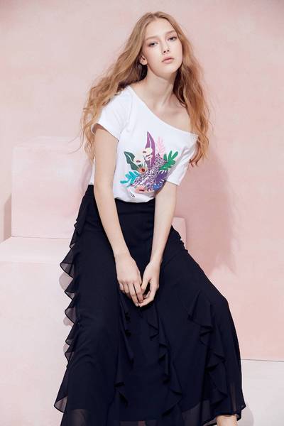 Floral cotton T-shirt