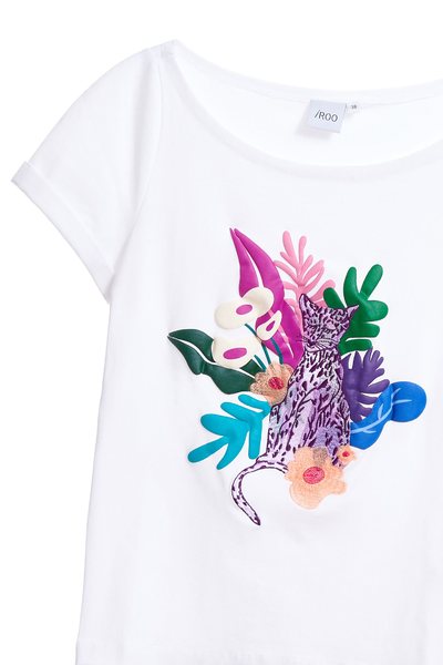 Floral cotton T-shirt