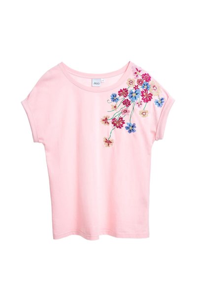 Elegant embroidered cotton T-shirt