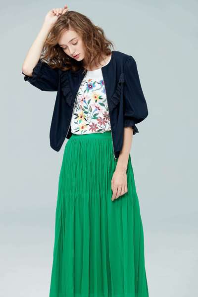 Minimalism embroidered cotton T-shirt