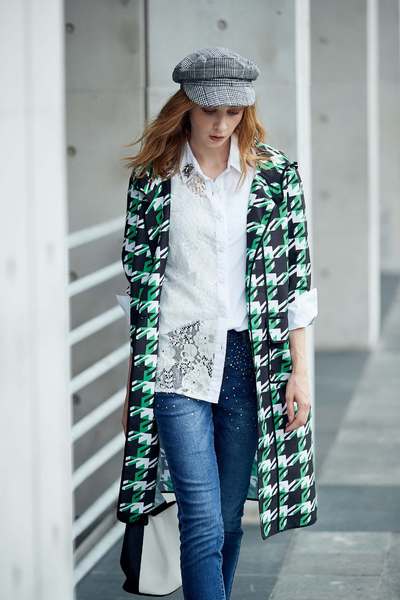 Houndstooth Pop Design Long Sleeve Jacket