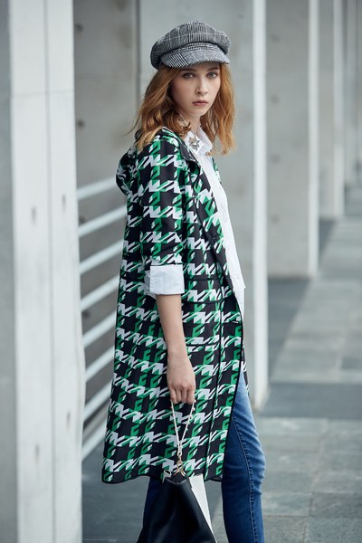 Houndstooth Pop Design Long Sleeve Jacket