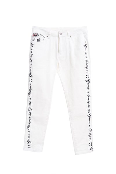 Slogan popular denim trousers