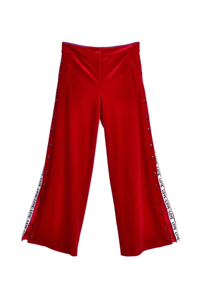 Wide leg pants with side-buckle design