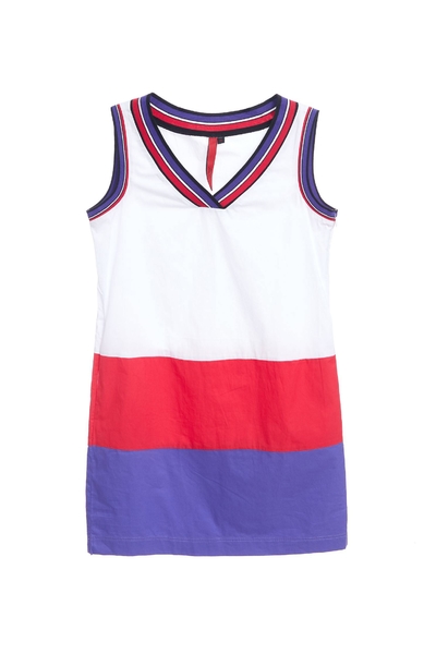 Color matching V-neck popular design sleeveless dress