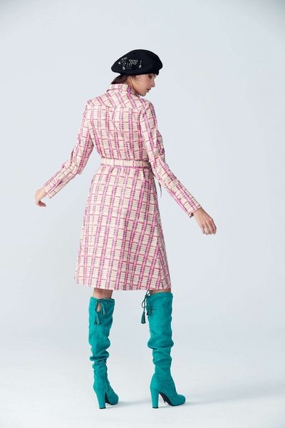 Plaid waist tie dess