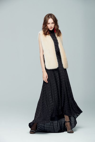 Open front plush sleeveless vest