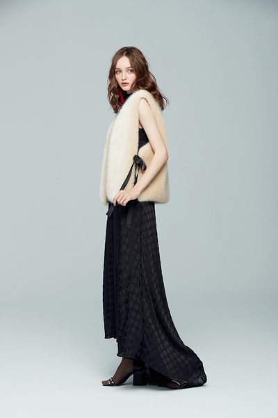 Open front plush sleeveless vest
