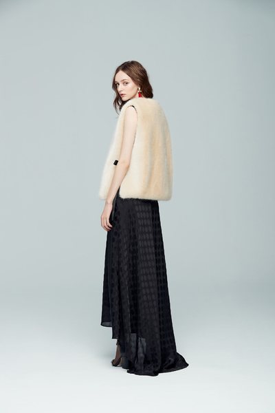 Open front plush sleeveless vest