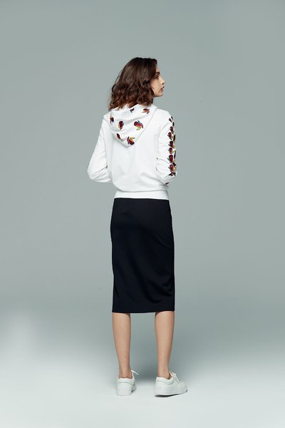 iROO x Flower in Vogue Floral Embroidered Hoodie Hooded Sweatshirt