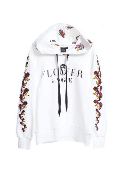 iROO x Flower in Vogue Floral Embroidered Hoodie Hooded Sweatshirt